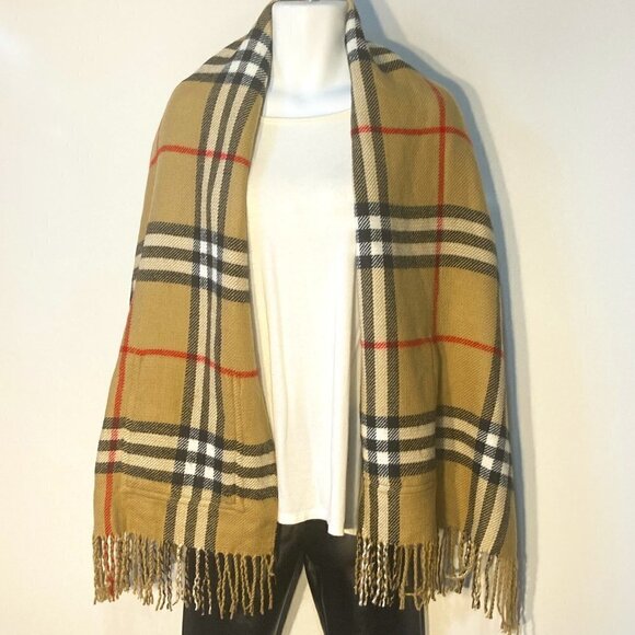 Plaid Reversible Oversized Scarf Old Money Quiet Luxury Academia Heritage Preppy - Picture 4 of 6